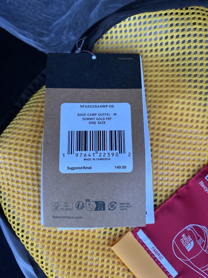 The North Face Base Camp Duffel Bag Medium 71L Summit Gold New w/tag $149 - Image 4 of 4