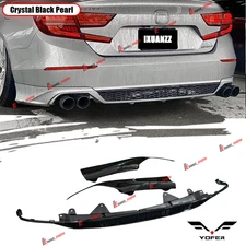 FOR 18-2022 HONDA ACCORD YOFER V1 BLACK REAR BUMPER DIFFUSER + CORNER APRON SPAT