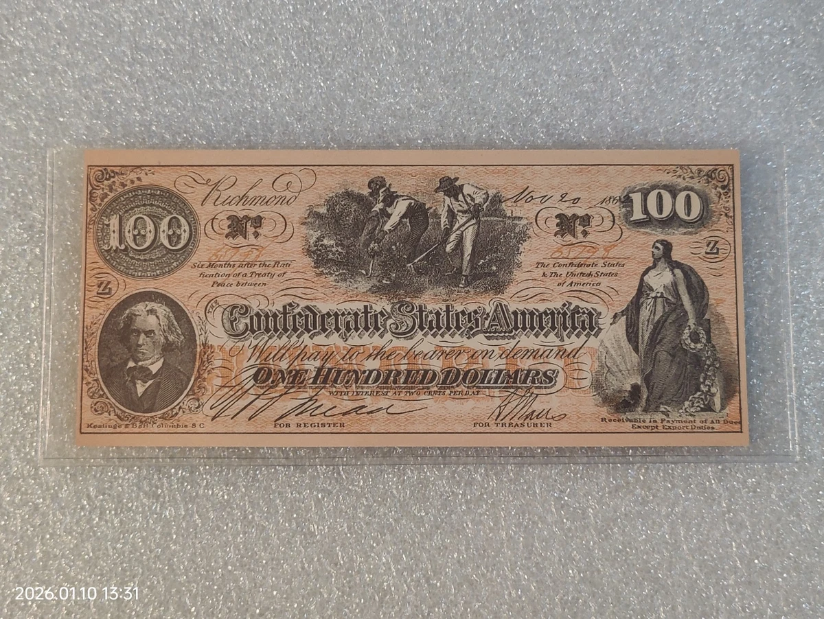 Uncirculated Uncertified $100 US Confederate Currency for sale | eBay