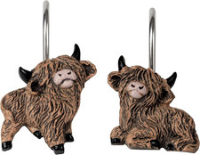 Highland Cow Shower Curtain Hooks, Western Home Decorative Shower Curtain Rings,