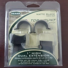 Weaver 49045 Top Mount 1” High Dual Extension Matte Rifle Scope Rings NOS