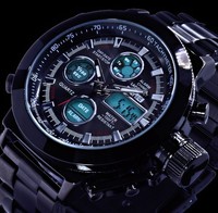 Skm Xl Analog Digital Herren Armband Uhr Schwarz Chronograph GrüNes Licht