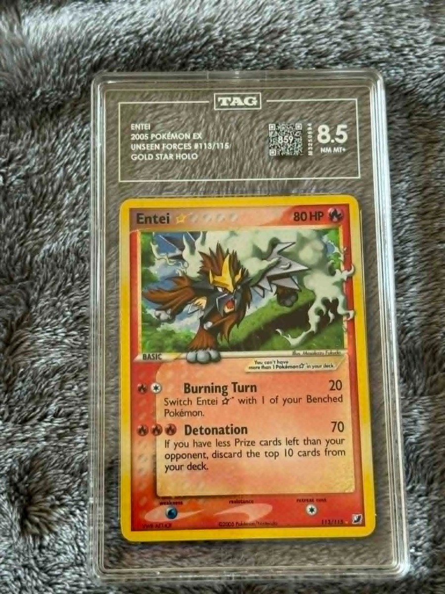 ENTEI Gold Star EX Unseen Forces 2005 Holo Rare Pokmon TCG TAG 8.5 113/115 | eBay ENTEI Gold Star EX Unseen Forces 2005 Holo Rare Pokmon TCG TAG 8.5 113/115 | eBay