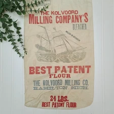 Vintage Antique 1890s Hamilton Michigan Kolvoord Milling Company 24lb Flour Sack