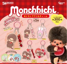 Monchhichi Mejirushi Acrylic Charm Complete Set of 5 Types Capsule Toy Gacha