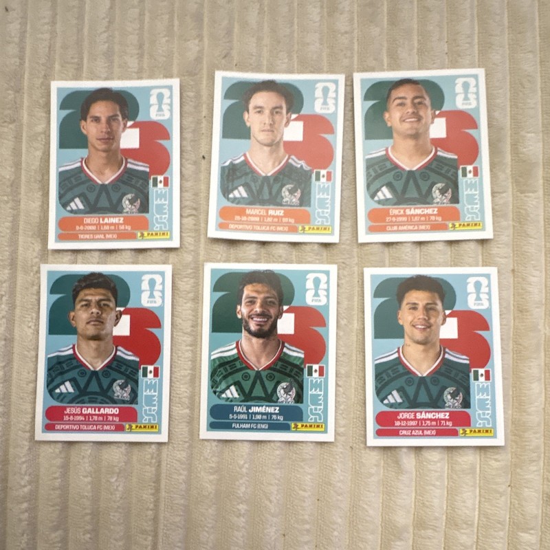 Panini FIFA World Cup 2026 Mexico Player Portrait Stickers Lot of 6 Regular