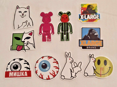 Lot of 10 Streetwear Decals Mishka Be@rbrick X-Large RipNDip #FR2 - READ DETAILS