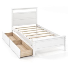 Twin Size Platform Bed w/Drawers 2 Pull-out Drawers Headboard  Footboard
