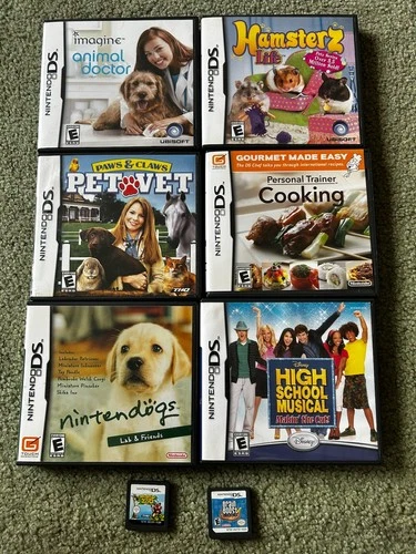 8 DS Game Lot Nintendogs Animal Doctor Pet Vet High School Musical Hamsterz Life
