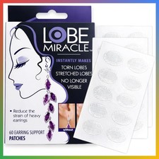 Clear Earring Support Patches 60 Count Invisible Ear Lobe Tape Fixer