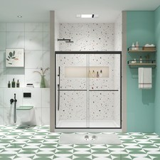Bypass shower door, sliding door, with 1/4" tempered glass and Matted black fi