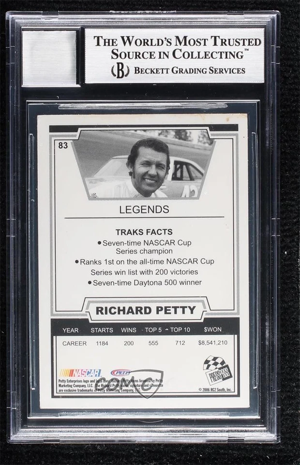 BAS 2006 Press Pass Traks Legends Richard Petty #83 BGS Authentic Auto HOF - Image 2 of 2