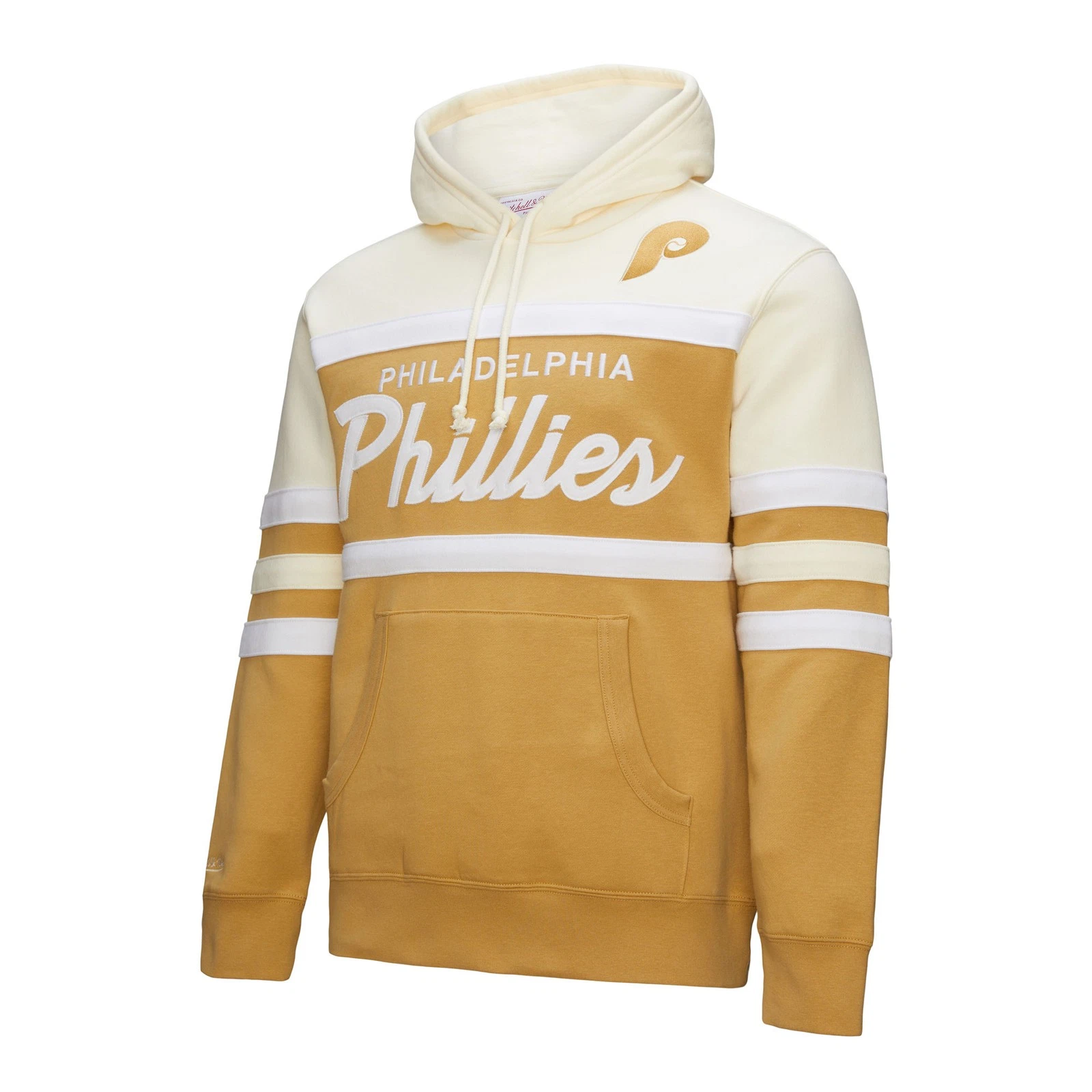 Felpa con cappuccio pullover uomo Mitchell & Ness marrone crema Philadelphia Phillies Head Coach