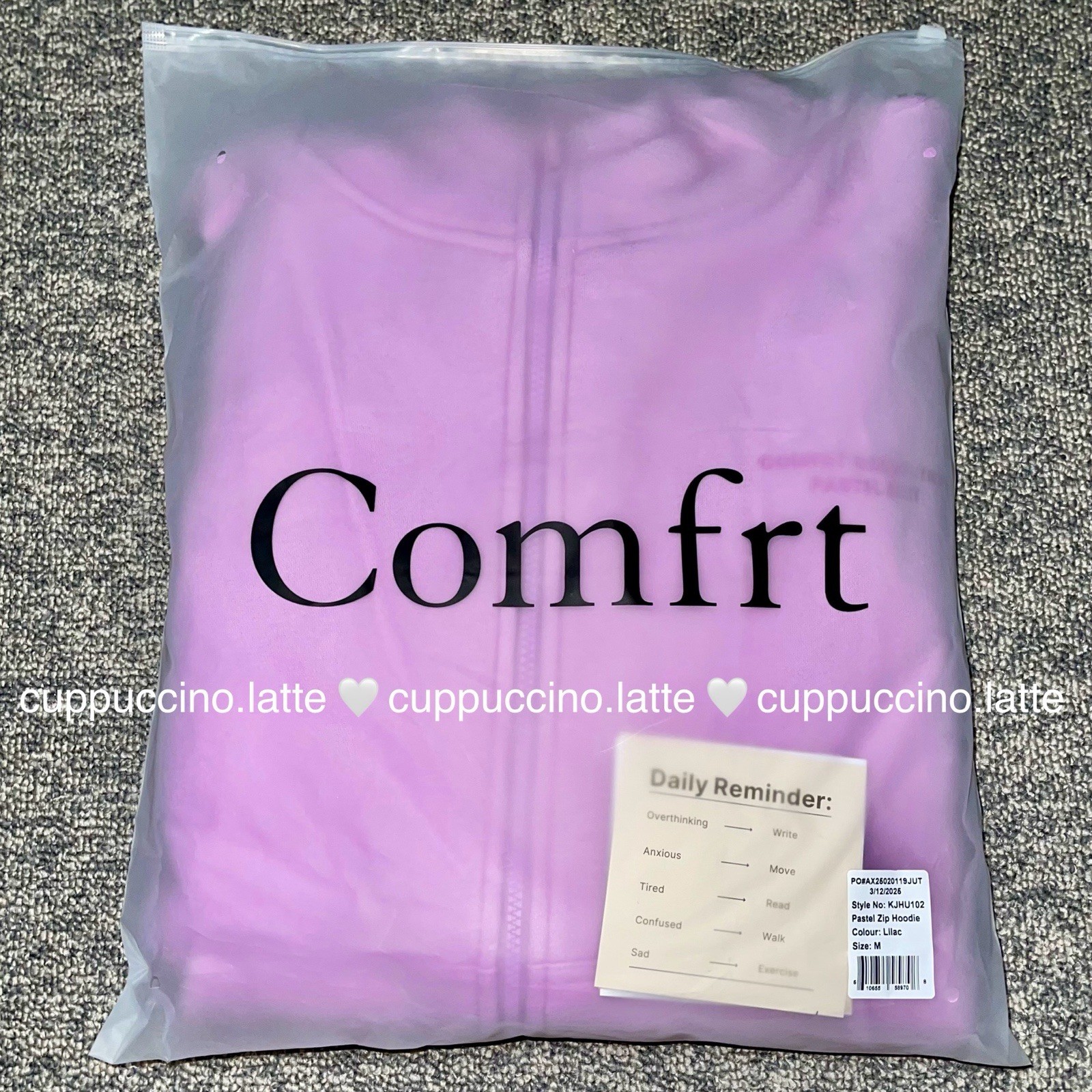 NWT Comfrt Cloud Zip Hoodie - Lilac - Medium