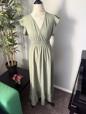 Dress size medium women shortsleeved boho mint green maxi