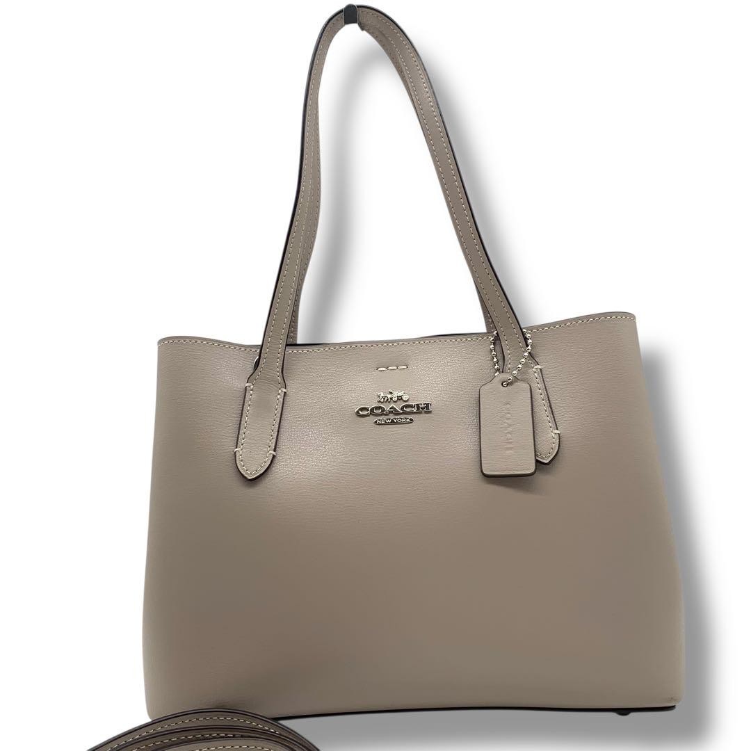Coach Grey Leather Tote Bag with Shoulder Strap #QO42PW