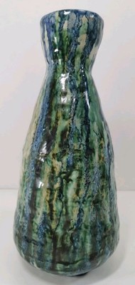 Mid Century Tropfglasur Vase Studiokeramik Vintage Tropfglasur blau grün Design