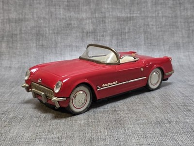 Vintage Blech rot Chevrolet Corvette Friction Drive Modell Spielzeugauto 10 Zoll