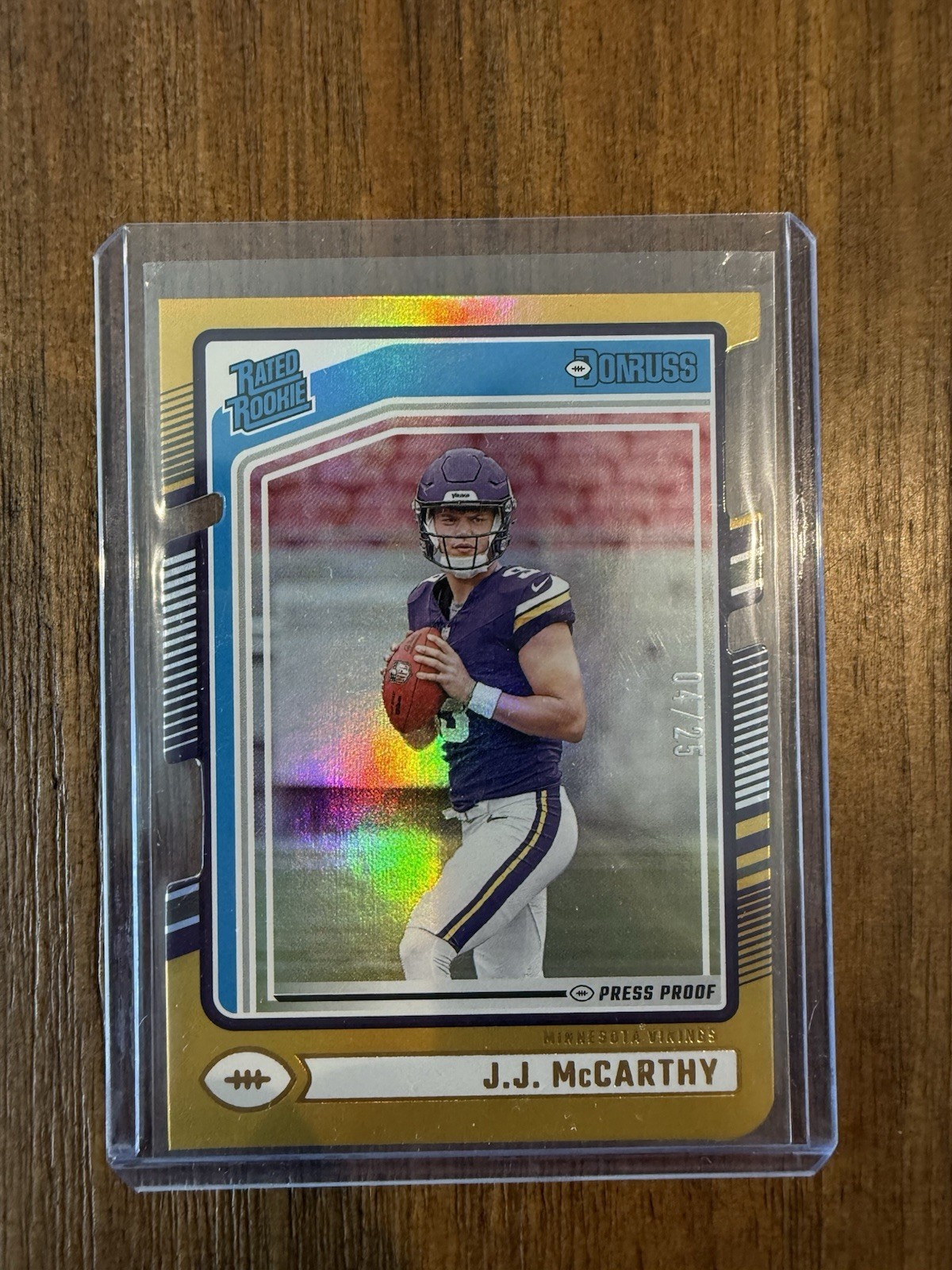 JJ McCarthy 2024 Donruss Press Proof Gold Die Cut Rookie Card RC /25 COLOR MATCH