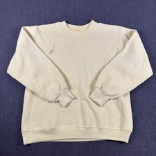 Russell Sportwear Womens Ivory Logo Pullover Cozy Fleece Sweatshirt Size Large