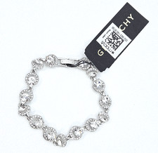 Givenchy Silver Tone Crystal Link Bracelet 7 ...