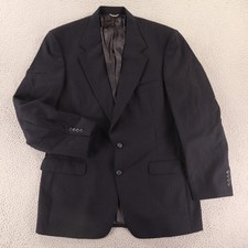 VTG Chalk Stripe Jacket L LT 44L Blue 100% Wool Sport Coat Blazer Made in USA