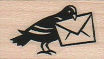 Pigeon With Envelope 1 x 1 1/2'' Mounted Rubber Stamp, Bird Stamp, Birds Stamp