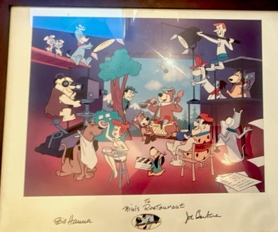Hanna-Barbera Framed Signed Print Bill Hanna Joe Barbera Yogi Bear Fred Flintst 