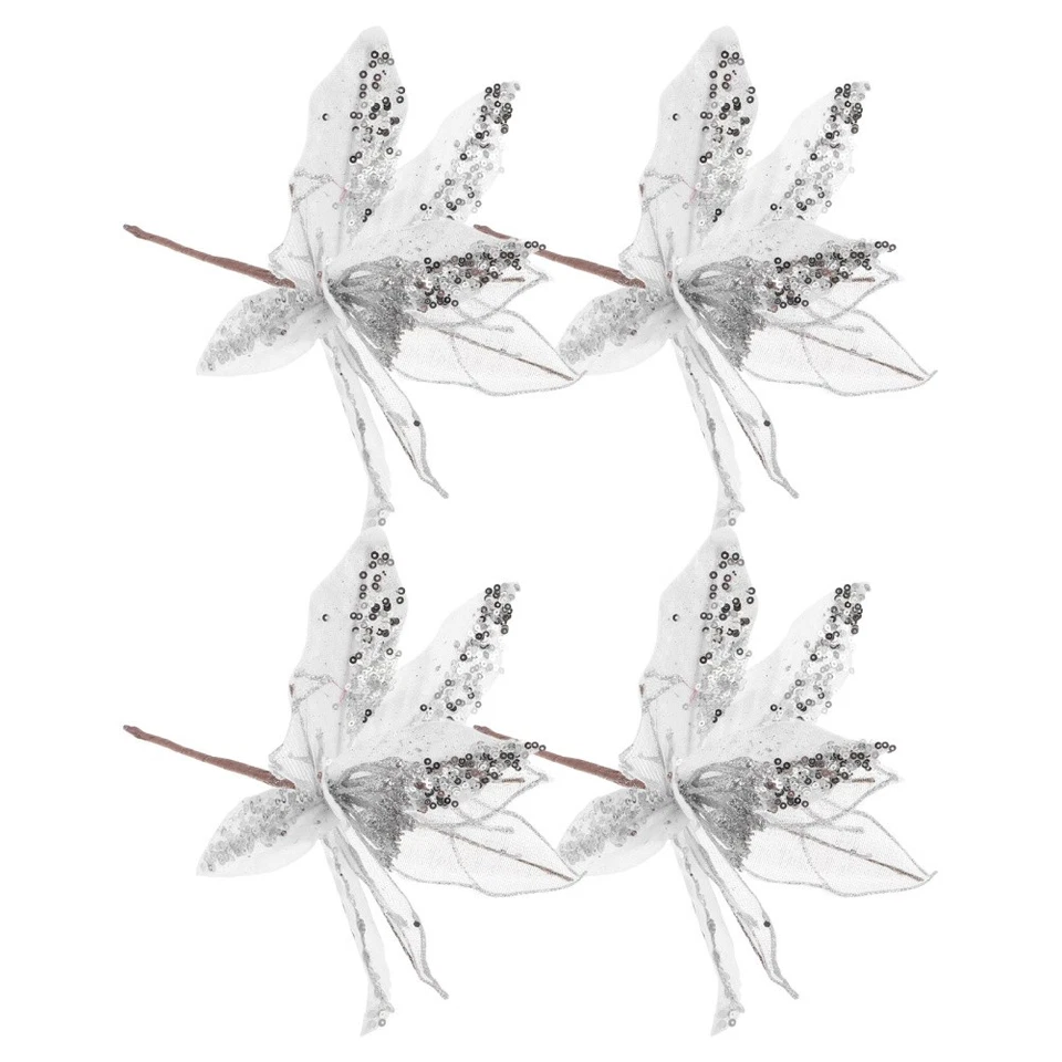  6 Pcs Fiori Albero Di Natale Artificiali Natalizie Ornamento Floreale - Immagine 4 di 4
