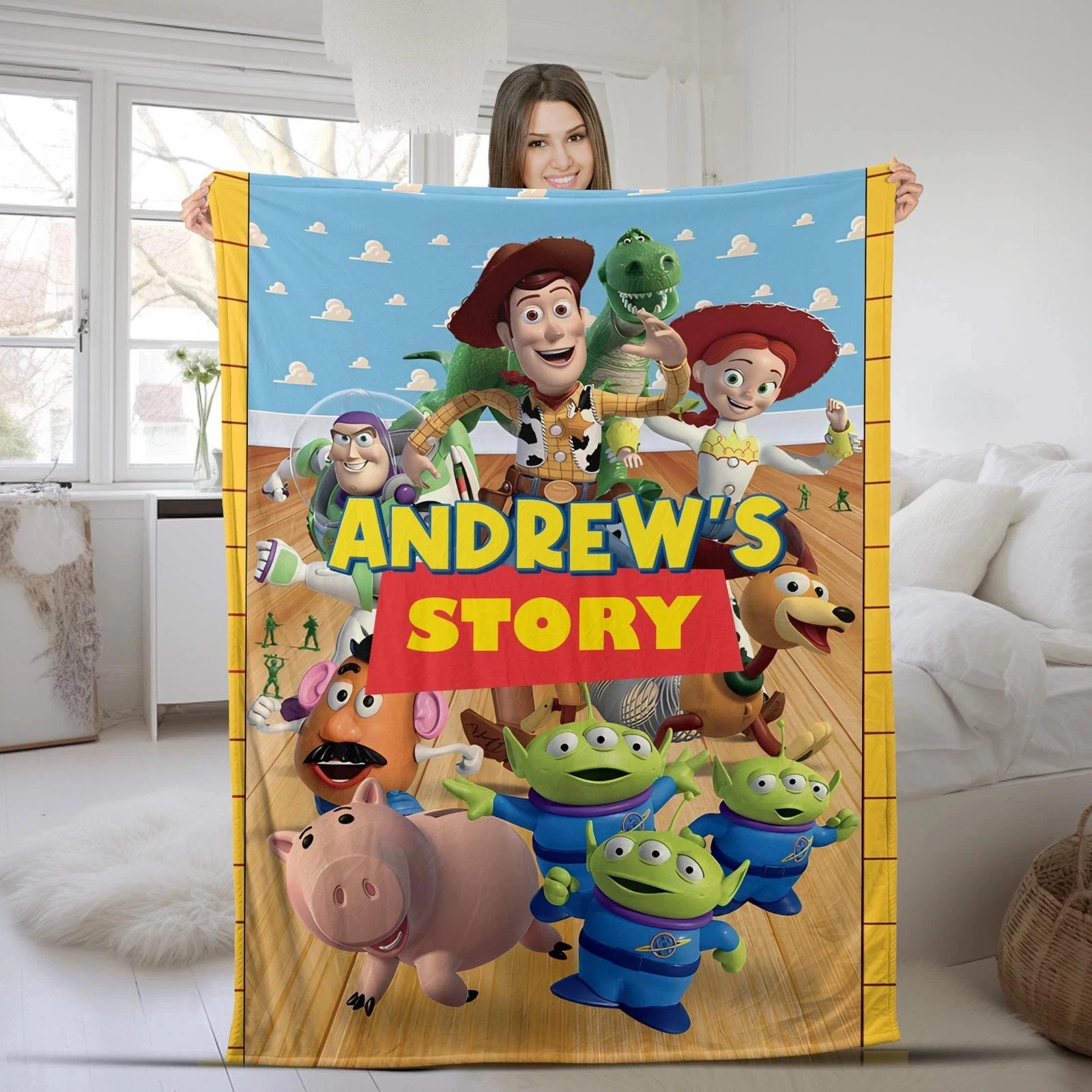 Personalized Disney Pixar Toy Story Blanket, Custom Name Disney Fleece Blanket