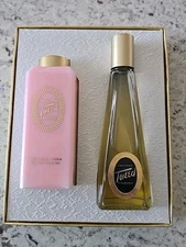 Vintage Tweed Lentheric Two Piece Gift Set Talcum Powder & Cologne 90% Full