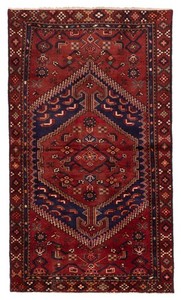Vintage Dark Red Traditional 3'8" x 6'9" Hand-Knotted Oriental Wool Area Rug