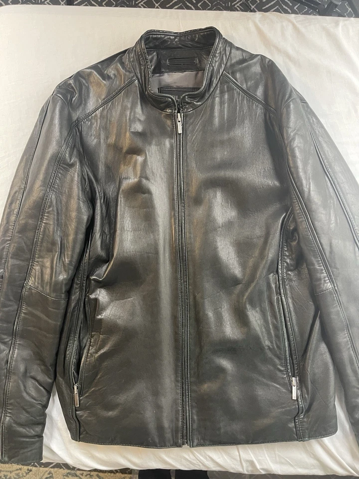 Wilsons Leather Pelle Studio Black Leather Moto Jacket Men’s L Thinsulate - Image 3 of 4