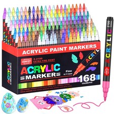168 Colors Acrylic Paint Markers and ACRYLIAC PAINT PENS for Rock, Wood, Fabr...