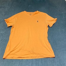 Polo Ralph Lauren T Shirt Mens Large Orange Cotton Pony Logo V Neck Outdoor