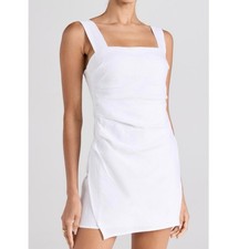 REFORMATION Kerrigan White Linen Mini Dress 10 L Graduation Bachelorette Casual