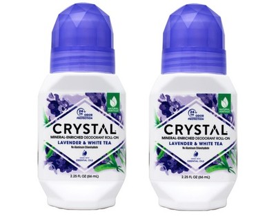 2 Pack - Crystal Mineral Deodorant Roll-On, Lavender & White Tea 2.25 oz