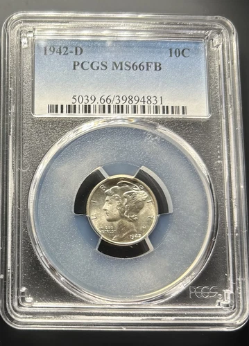1942-D Mercury Dime PCGS MS66 FB Blazing White Gem Strong Strike