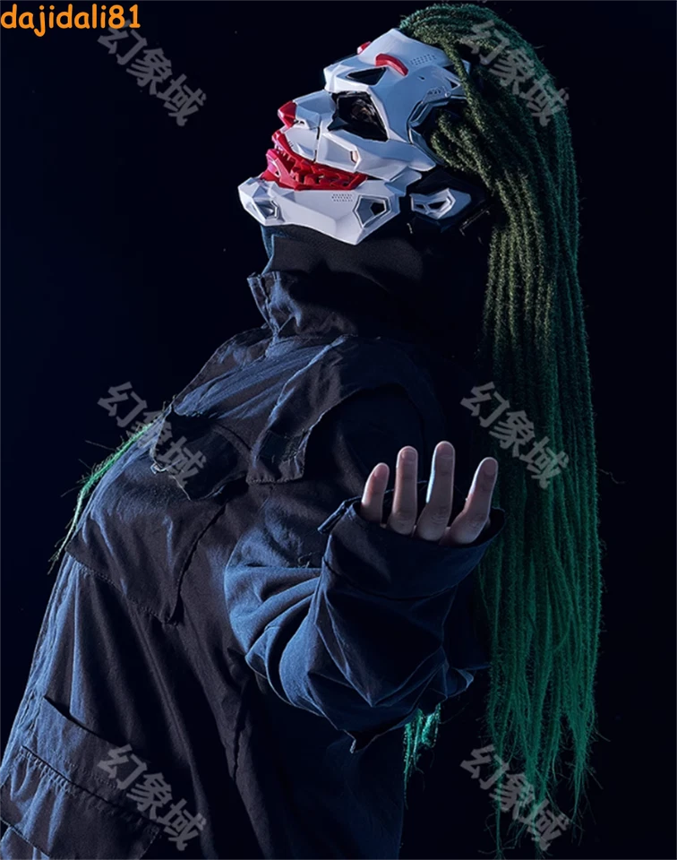 Cyberpunk Dreadlock Joker Full Face Mask Adult Helmet Halloween Cosplay Props - Bild 3 von 4