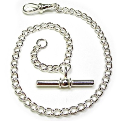Solid Sterling Silver Pocket Watch Fob Lightweight Albert Chain