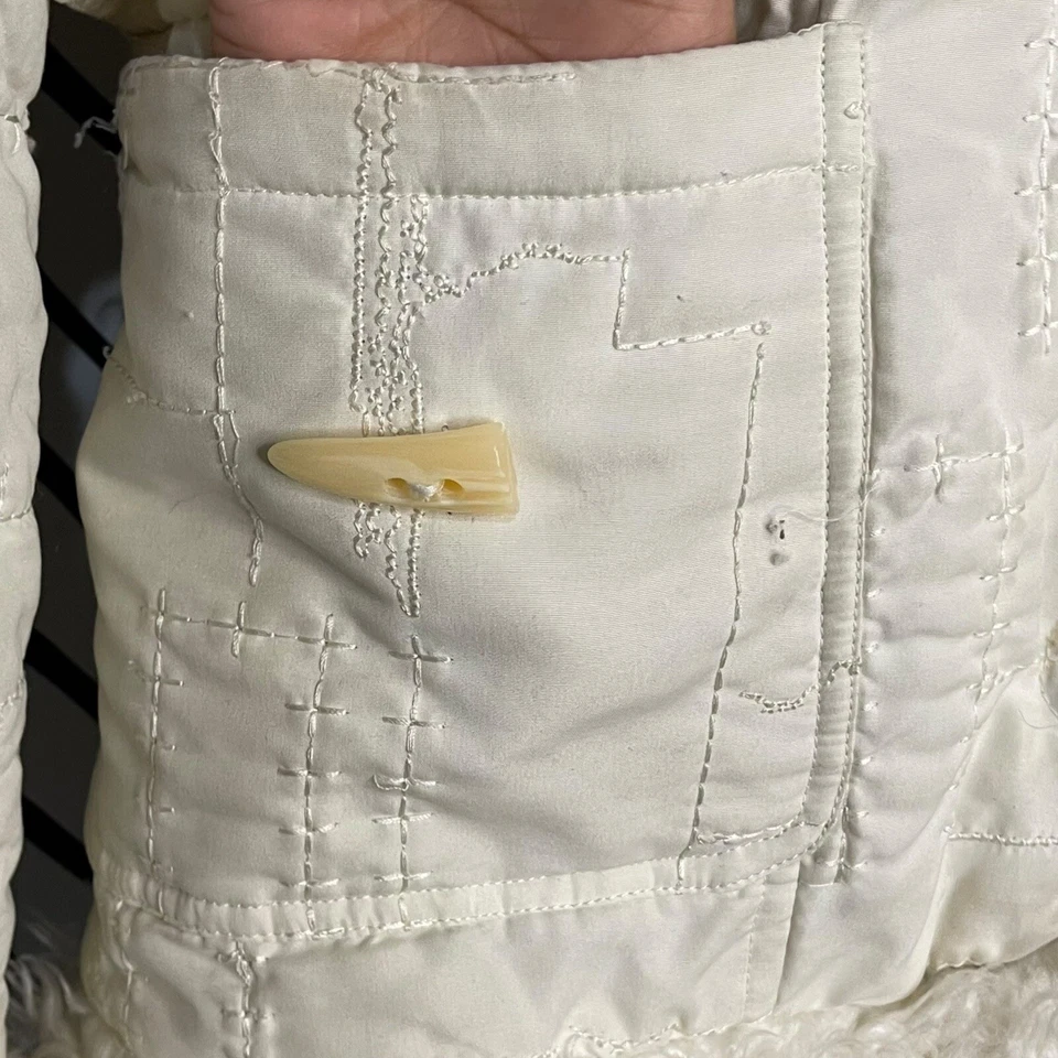 Faded Glory Faux Fur Trim Puffer Coat Girls 14/16 Ivory White Hood Pockets Y2K - Image 4 of 4