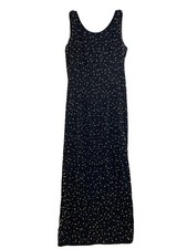 VTG Scala Womens Large Dress Long Beaded Black Gold Evening