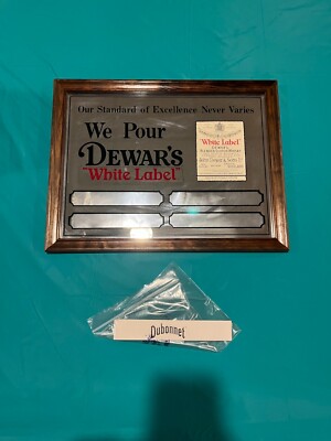 Vintage Dewars White Label Scotch Whisky Mirror Sign - New in Box