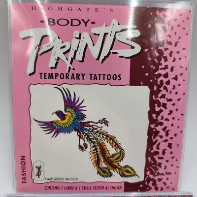 Highgate's Body Prints Temporary 2 Tattoos Waterproof Fashion Phoenix NEW