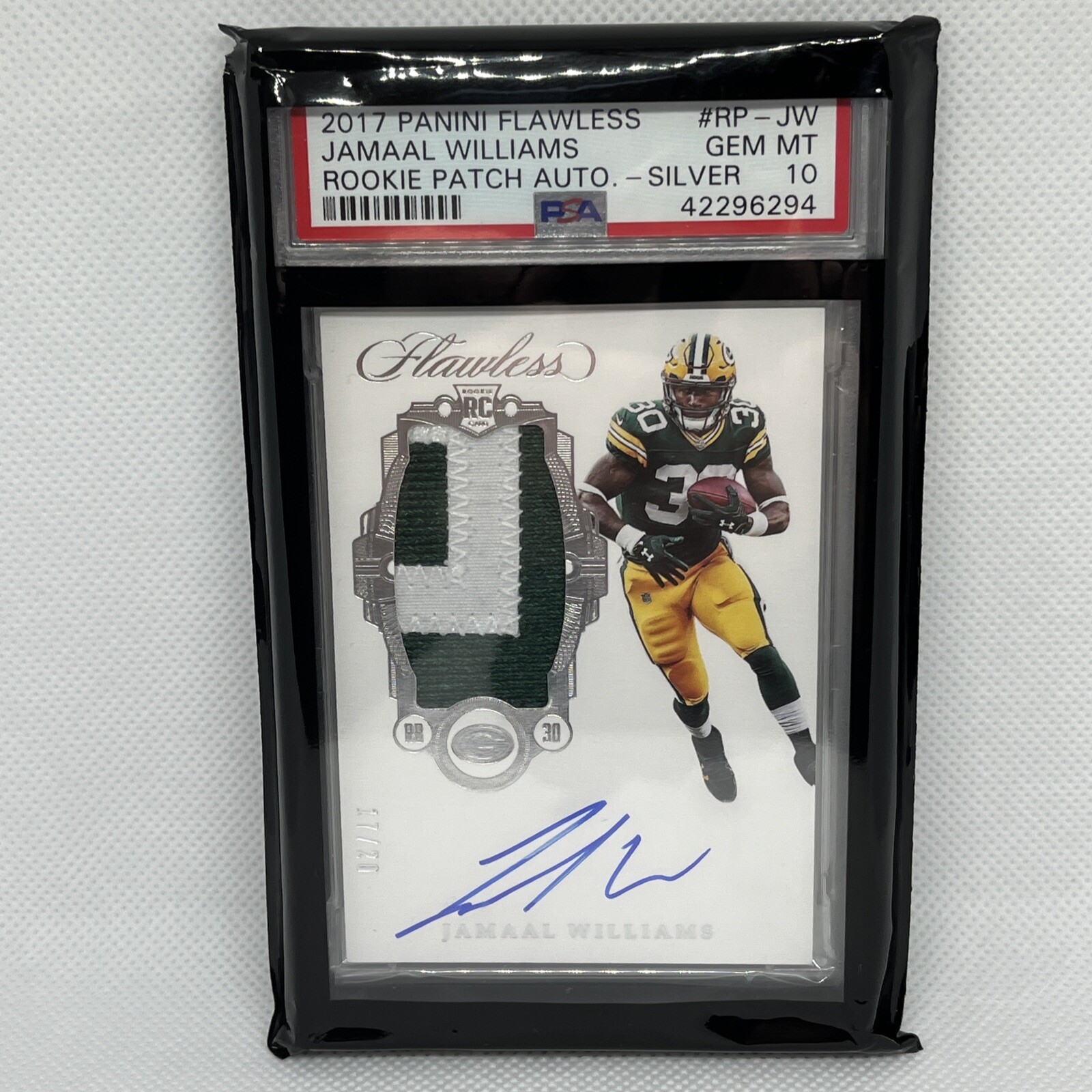 Jamaal Williams Panini Flawless Rookie Patch Autograph #RPJW Silver