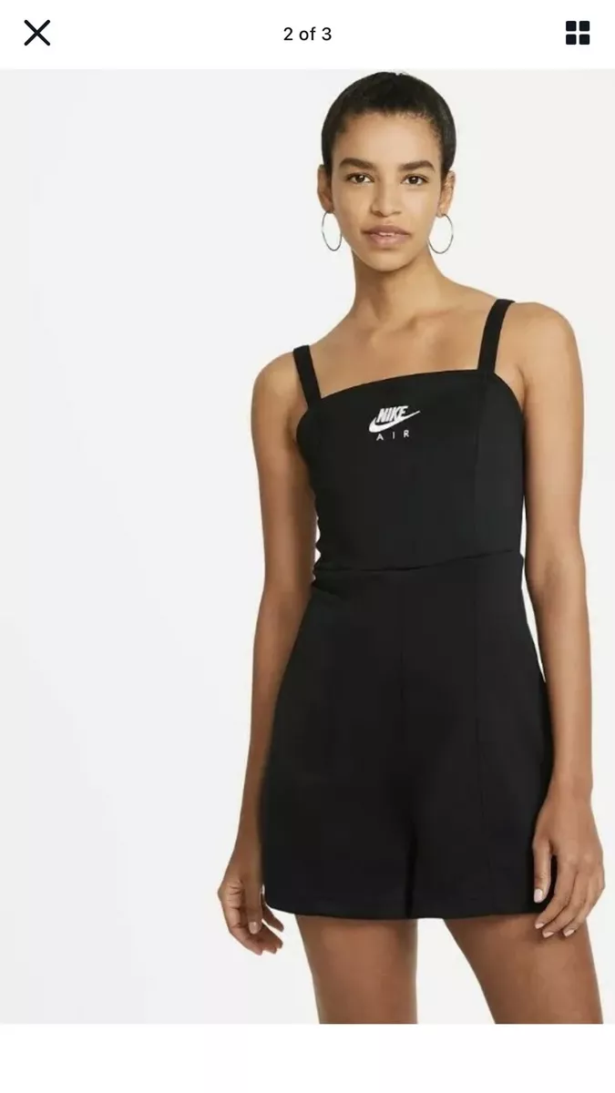 Nike Women's Medium AIR ZIP UP ROMPER Black Jumpsuit One Piece