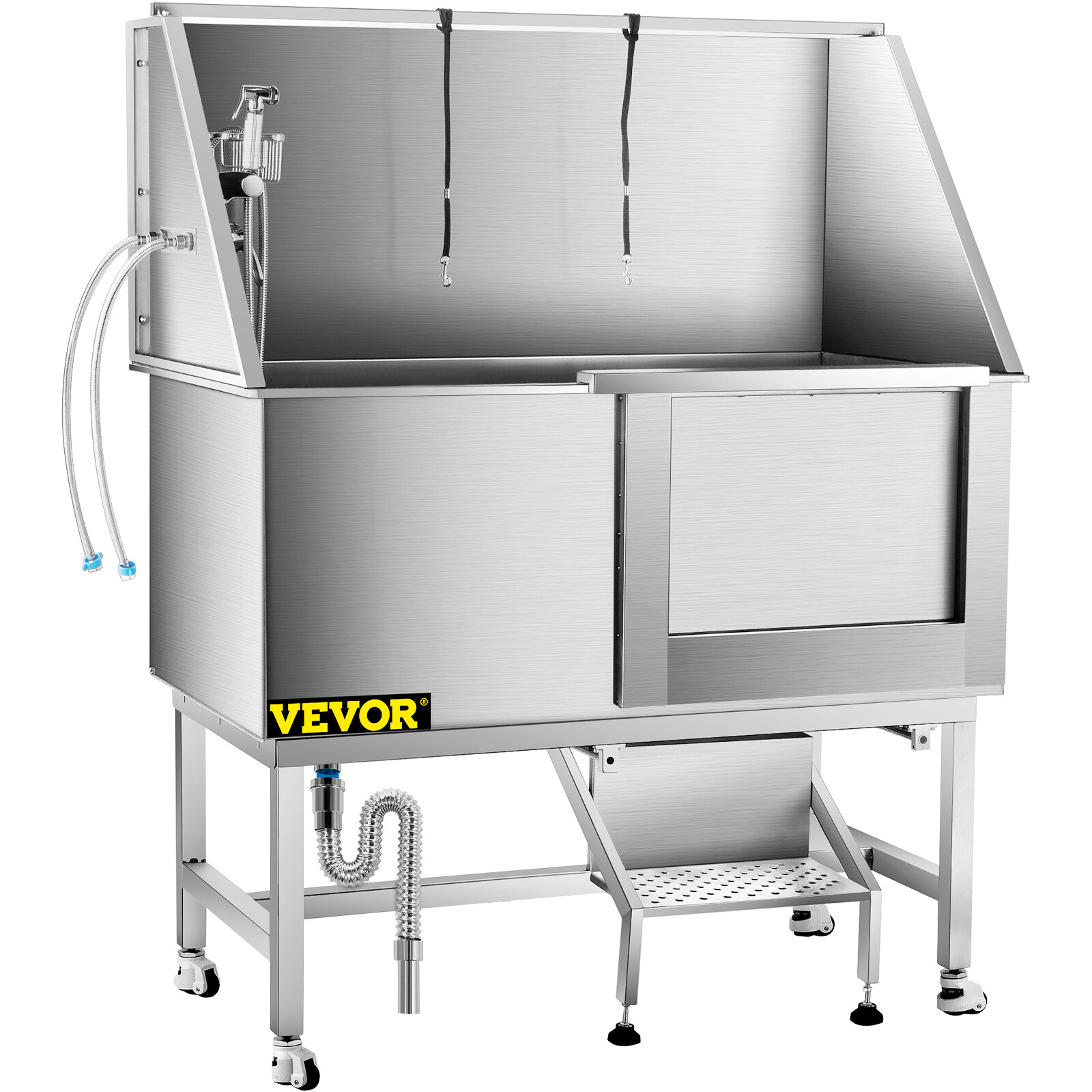 50" Dog Grooming Bath Tub Kit Stainless Steel Pet Bathing Station Wash