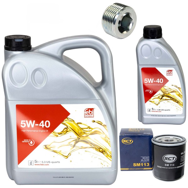 MotoröL Set 5W-40 6 Liter + ÖLfilter SM 113 + Schraube FüR Fiat Ducato Bus 1.9-image