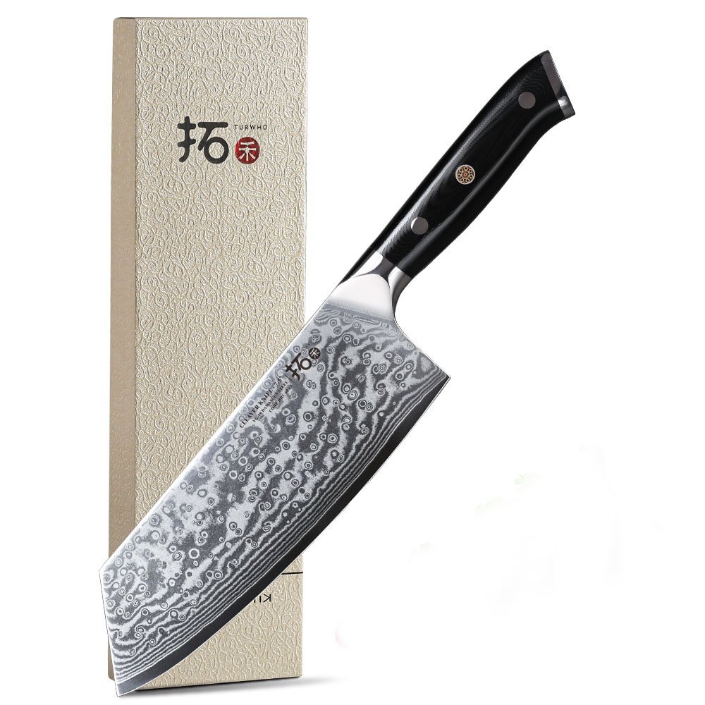 TURWHO 7.5in Cleaver Knife 67-Layer Japanese VG10 Damascus Steel Kitchen Knife