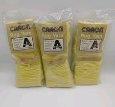 Vtg. Caron Pre-Cut Acrylic Latch Hook Rug Yarn Light Yellow 0107 Lot of 3